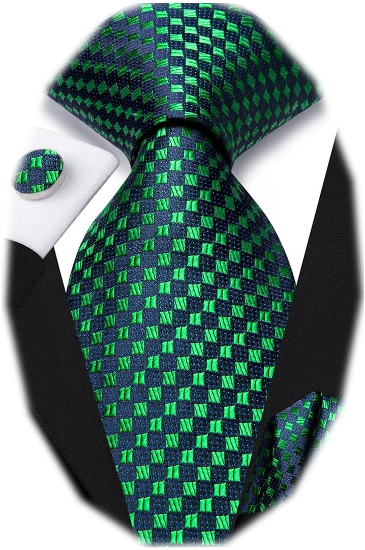 Dubulle Mens Paisley Striped Tie and Handkerchief Cufflinks Tie Set for Men Wedding Business Formal - Image 1